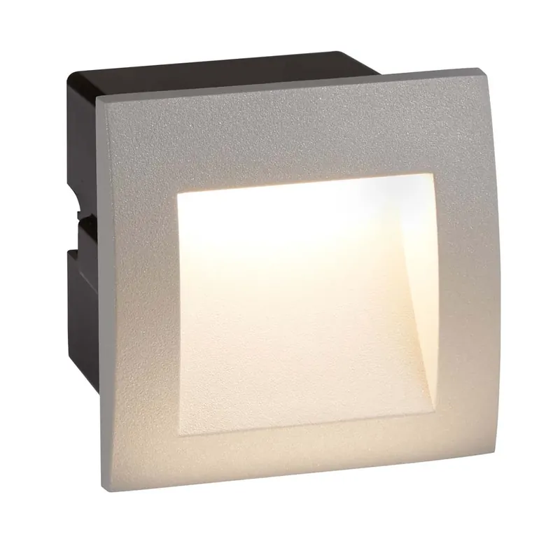 Direct Verzonden 1W Enkel Led inbouw vierkant binnen/buiten, grijs 4000K glas