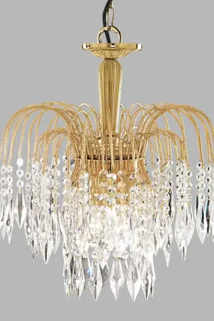 Voordeelprijs Waterfall, 3-lichts plafondlamp, goud, helder kristal