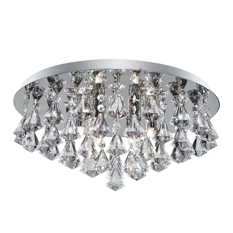 Beperkt Aanbod Hanna 6flame chroom kristallen plafondlamp, G9 helder chroom