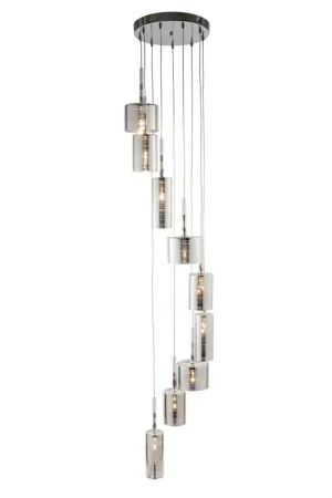 7W LED Linen 9-vlam multidrop hanglamp, chroom glas Shop Nu