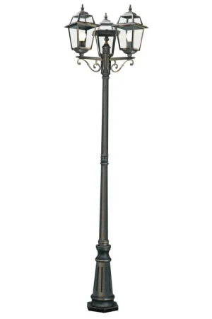 3flame vloerlamp voor buiten (hoogte 230cm) zwartgoud, helder glas Gereduceerde Prijs