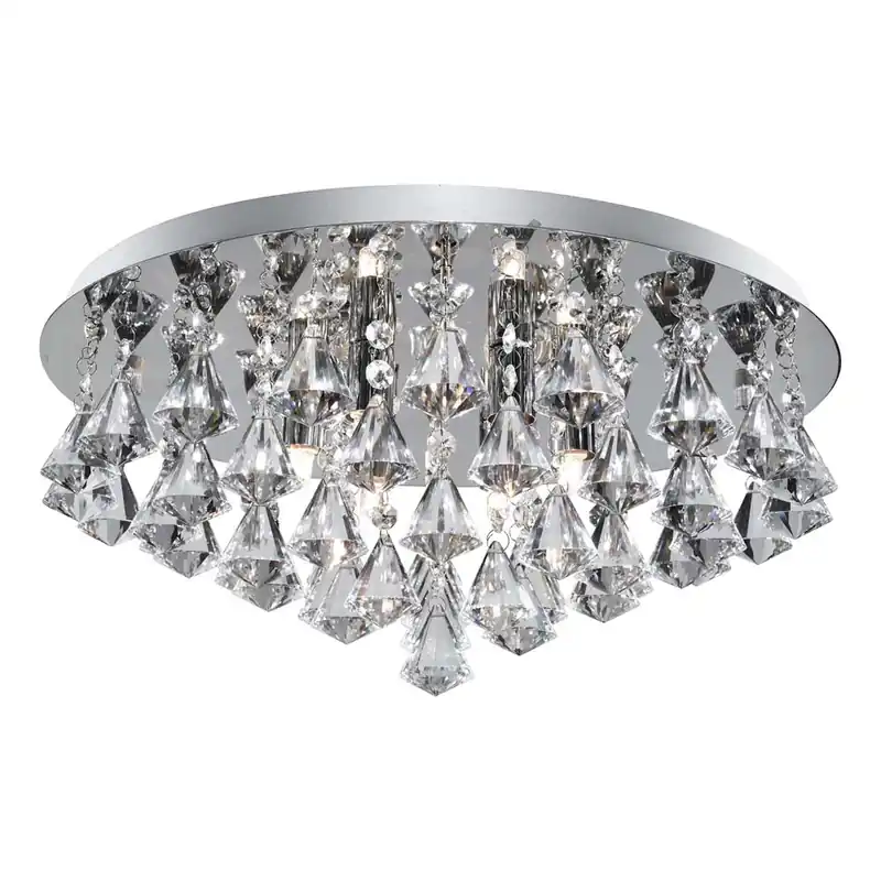 Hanna 8flame chroom kristallen plafondlamp, G9 helder chroom Bestel Nu