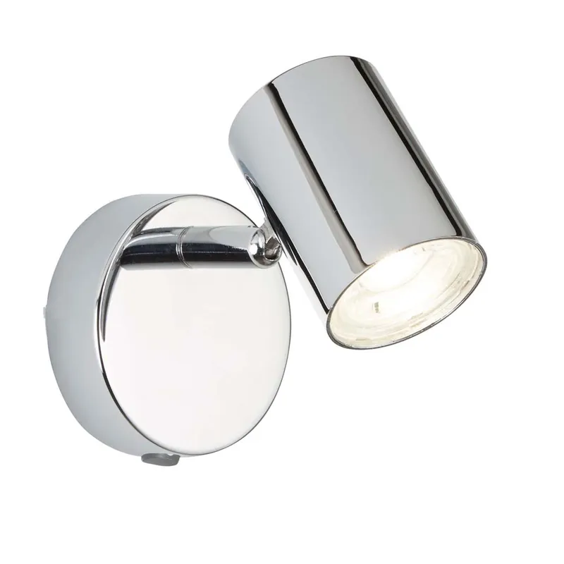 4W Rollo 1-vlam cilinder wandspot, chroom Gratis Retour