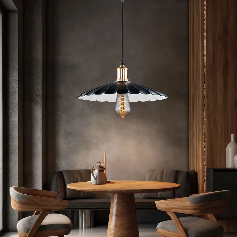 Finale Uitverkoop Hanglamp, metaal zwart wit, rond, H 140 cm
