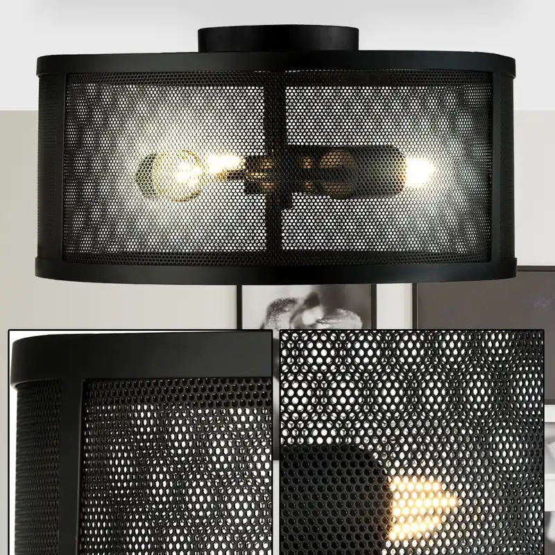 Plafondlamp, kooilook, zwart gekleurd, hoogte 21 cm Gratis Retour