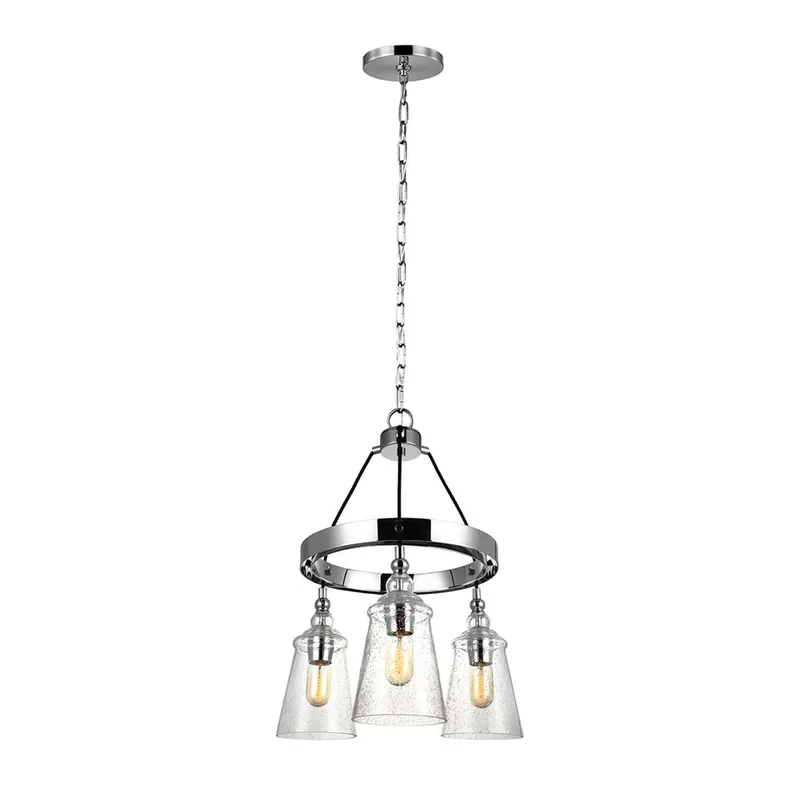 Hanglamp, chroom, ijzer, glas, D 47,9cm Tijdelijk Beschikbaar