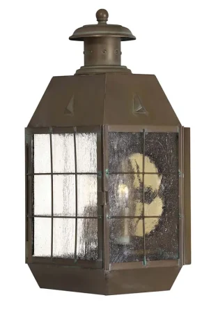 Weekendaanbieding Buitenlamp, wandlamp, messing, glas, H 42,6 cm