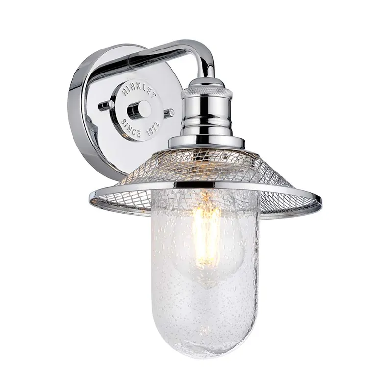 Wandlamp, badkamerlamp, staal, helder glas, chroom, IP44 Snelle Levering