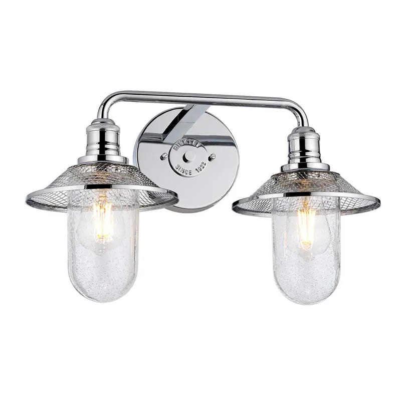 Wandlamp, badkamerlamp, staal, helder glas, chroom, IP44 Seizoensaanbieding