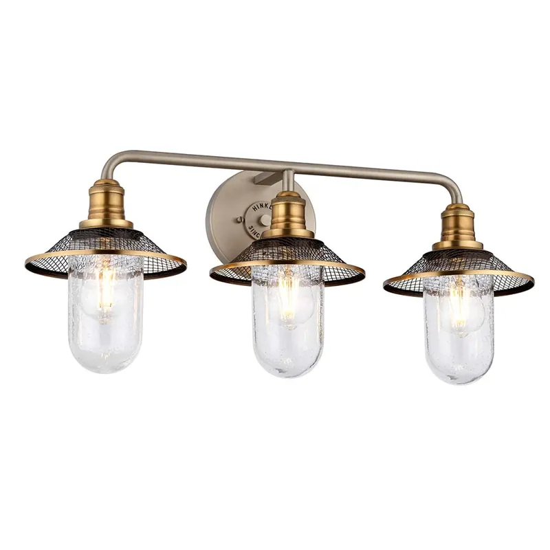 Gereduceerde Prijs Wandlamp, badkamerlamp, staal, helder glas, messing, IP44