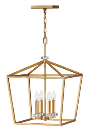 Aanbieding Hanglamp, messing, stalen kristallen, 4-lichts, B 40,5 cm