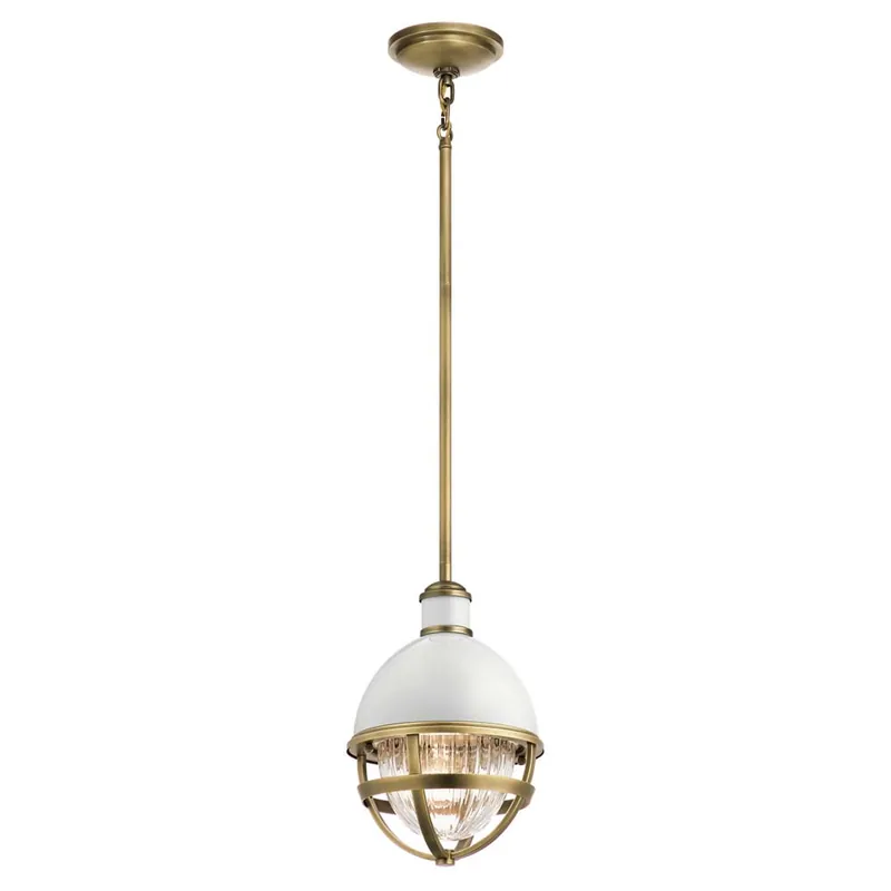 Hanglamp, staal, messing, wit, D 20,4 cm Tijdelijk Beschikbaar