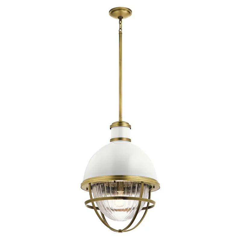 Hoge Kwaliteit Hanglamp, badkamerlamp, messing, staal, wit, D 40,8 cm