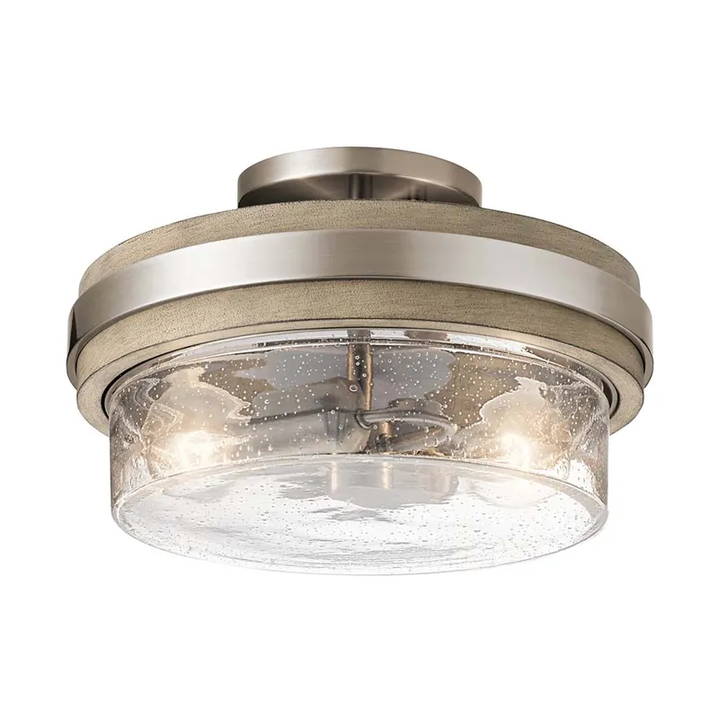 Hoge Kwaliteit Plafondlamp, grijs staal, helder glas, D 30,5 cm