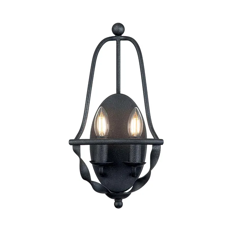 Wandlamp, 2-vlam, grijs, staal, H 41,8 cm Favoriet