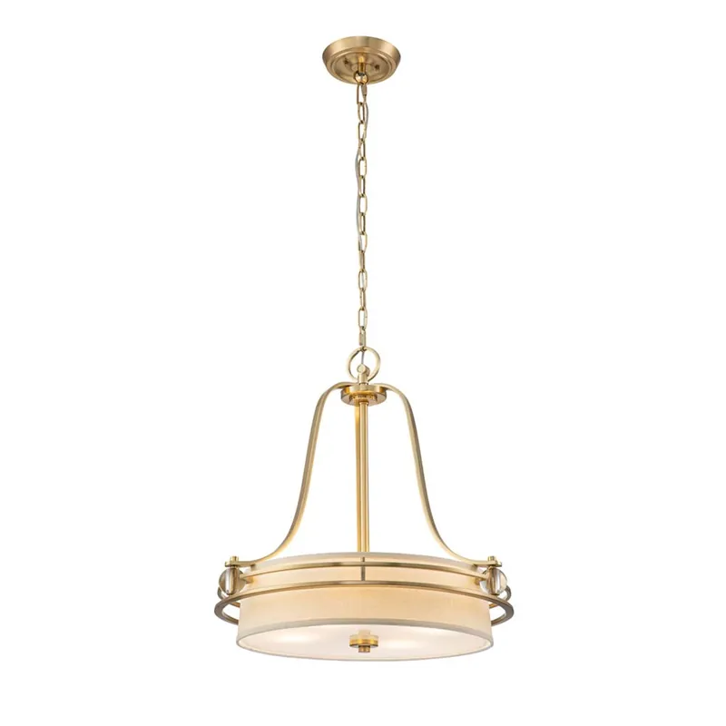 Lage Prijs Hanglamp, glas, staal, messing, crème, D 58,4 cm