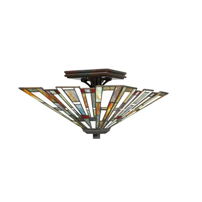 Beperkt Aanbod Plafondlamp, staal, hars, mozaïekglas, brons, L 36,7 cm
