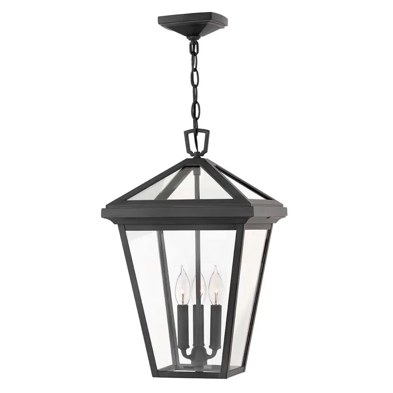 Uitverkoop Buiten hanglamp, aluminium, glas, zwart, H 30 cm