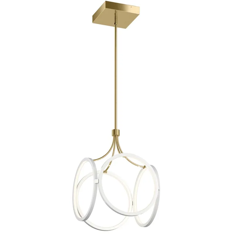 LED hanglamp, messing, aluminium, D 35,6 cm Exclusieve Aanbieding