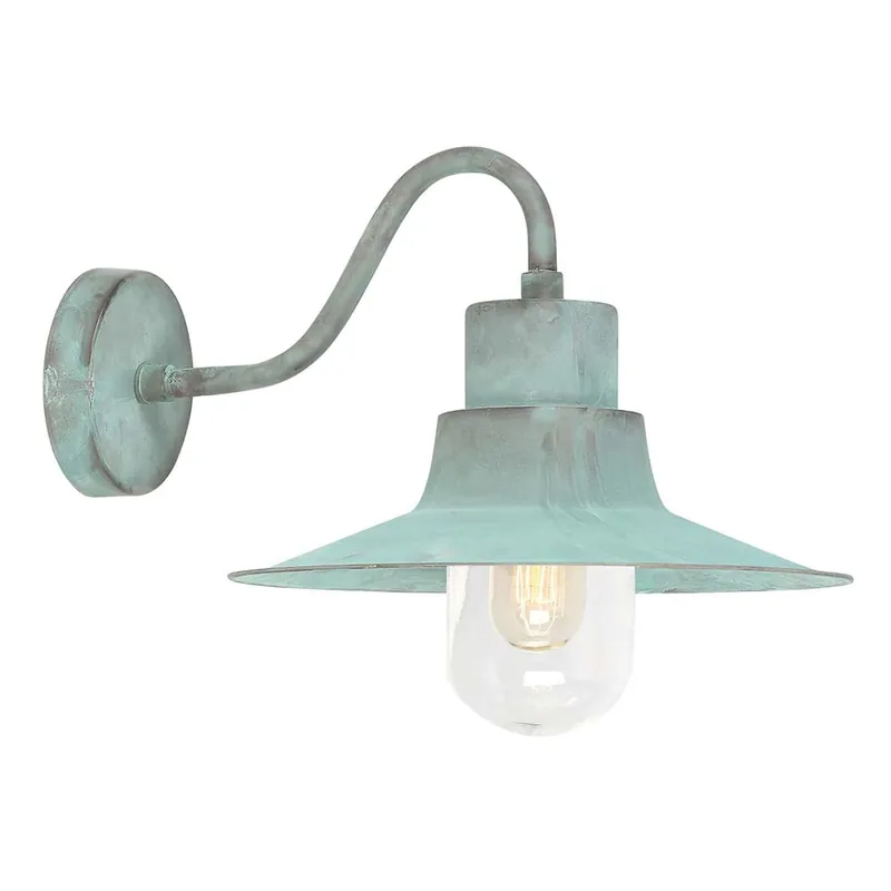 Lage Prijs Buitenlamp, wandlamp, messing glas, groen, H 24 cm