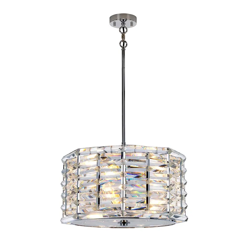 Hanglamp, plafondlamp, staal kristallen glas, D 48,1 cm Nieuw