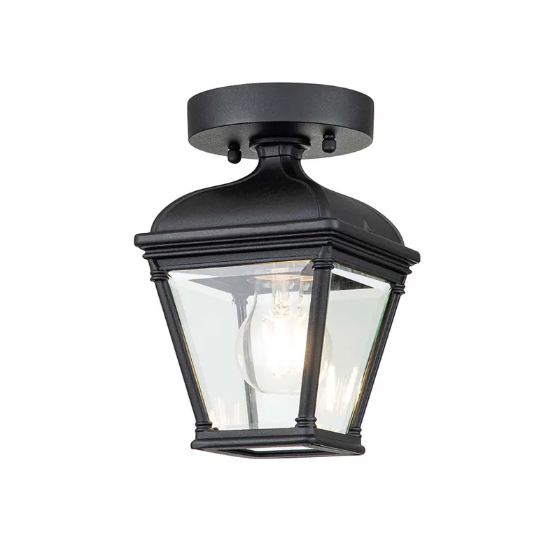Beperkt Aanbod Buitenlantaarn, weerbestendig, glas, zwart, E27 fitting