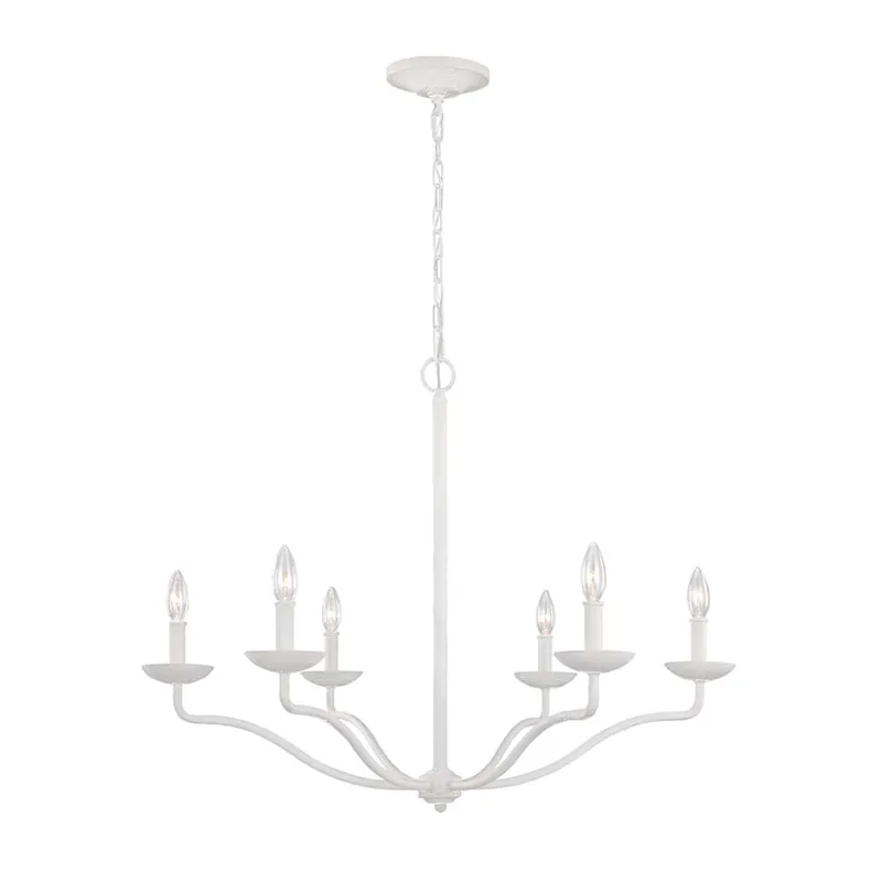 Kroonluchter, 6 vlammen, staal, wit, D 82,9 cm Snelle Levering