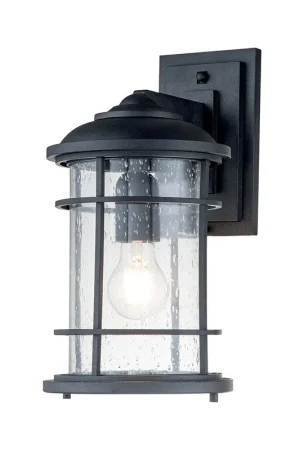 Wandlantaarn voor buiten, aluminium staal zwart, helder glas, H 35,2 cm Nieuw
