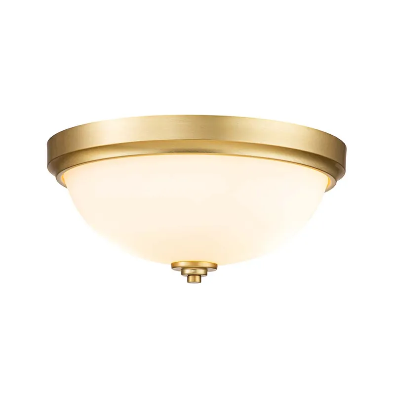 Korting Plafondlamp, 2-vlam, IP44, glas, messing, D 33,5 cm