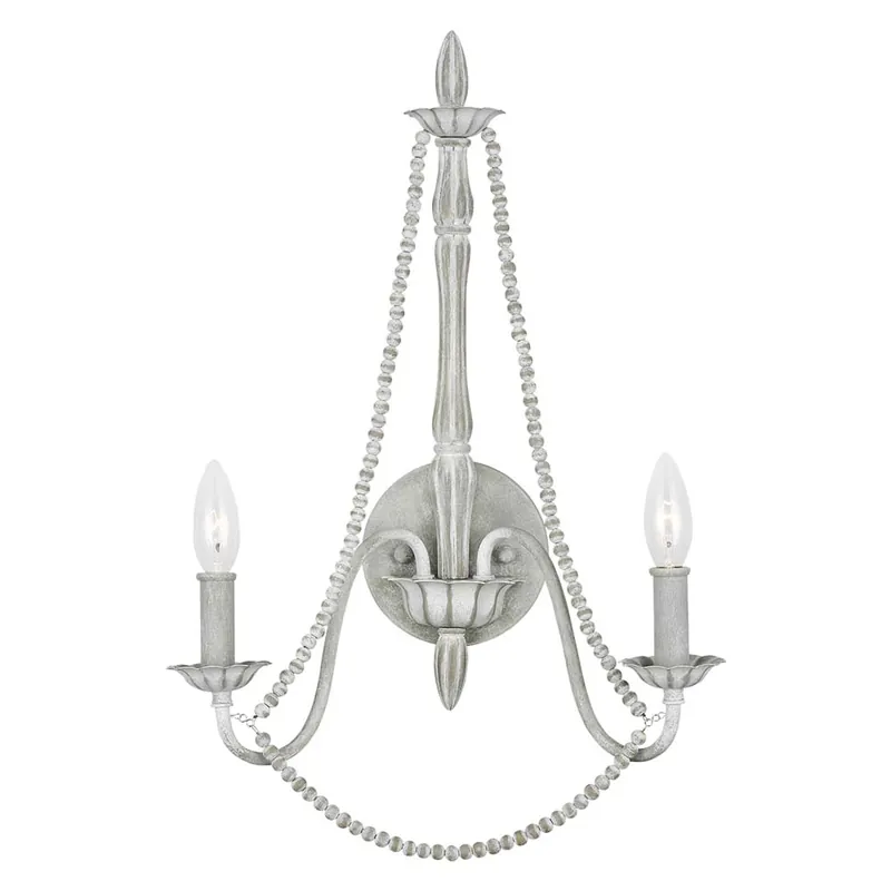 Finale Uitverkoop Wandlamp, 2-vlam, staal, hout, grijs, 53,3 cm