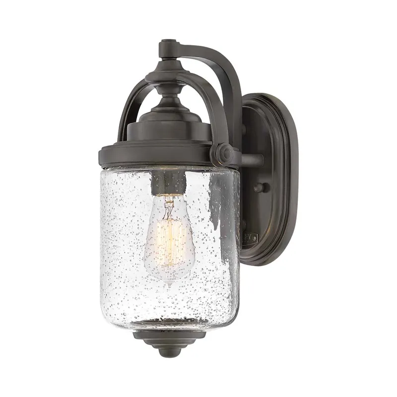 Korting Wandlamp, buitenlamp, bronskleurig glas, H 35,5 cm