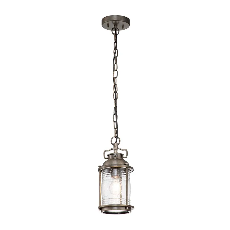 Hanglamp, buitenlamp, aluminium glas messing, D 15,4 cm Gratis Verzending