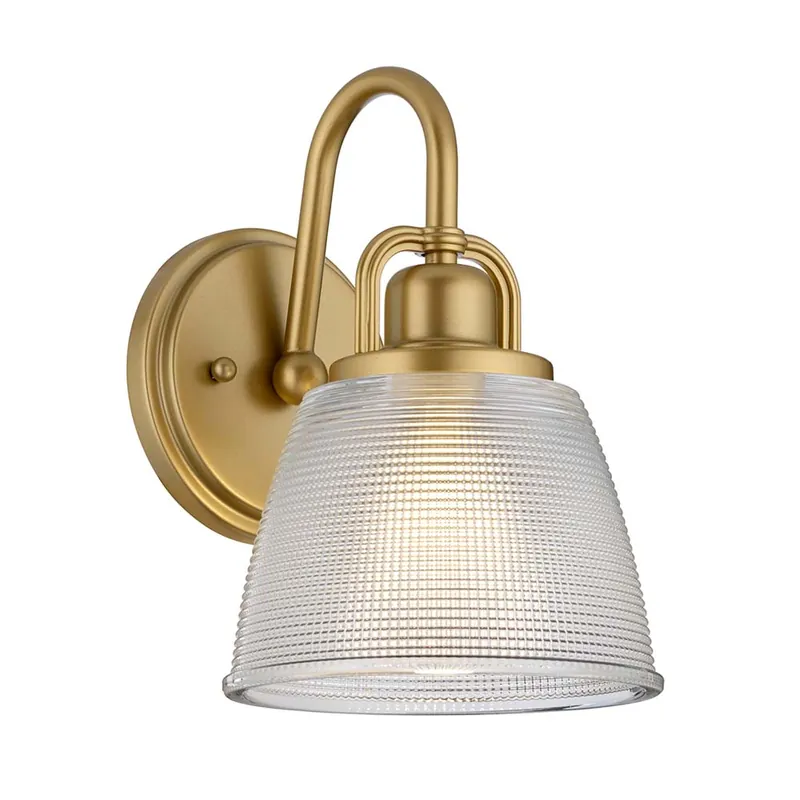 LED wandlamp, messing, structuurglas, H 24,6 cm Shop Nu