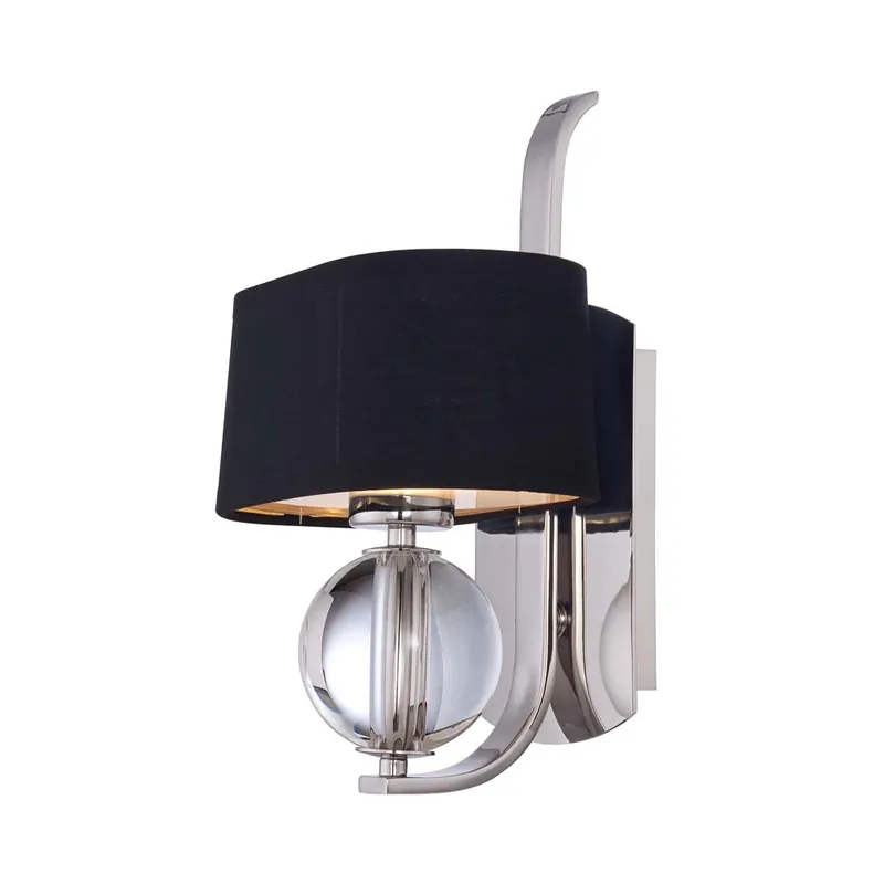 LED wandlamp, helder glas, zwarte linnen kap, H 33 cm Nu Kopen