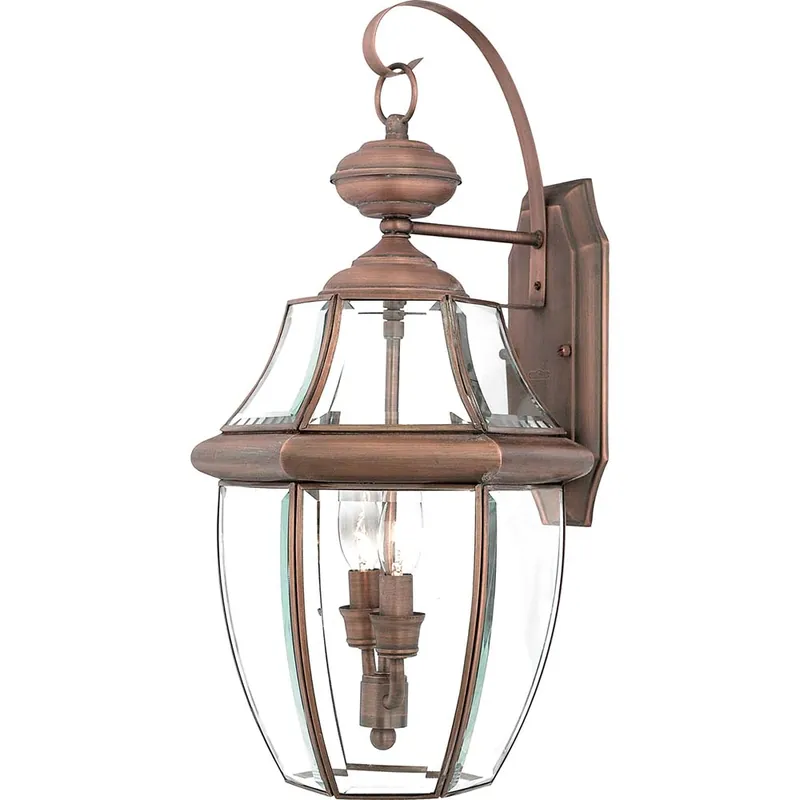Exclusieve Aanbieding Buitenlamp, wandlamp, messing glas, H 53,1 cm. Koper
