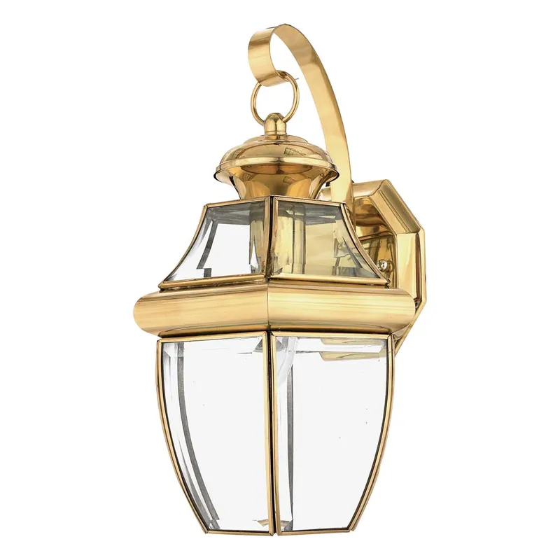 Buitenlamp, wandlamp, messing glas, H 35,6 cm Speciale Aanbieding