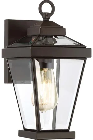 Weekendaanbieding Wandlamp, buitenlamp, lantaarn, messing glas, H 31,8 cm