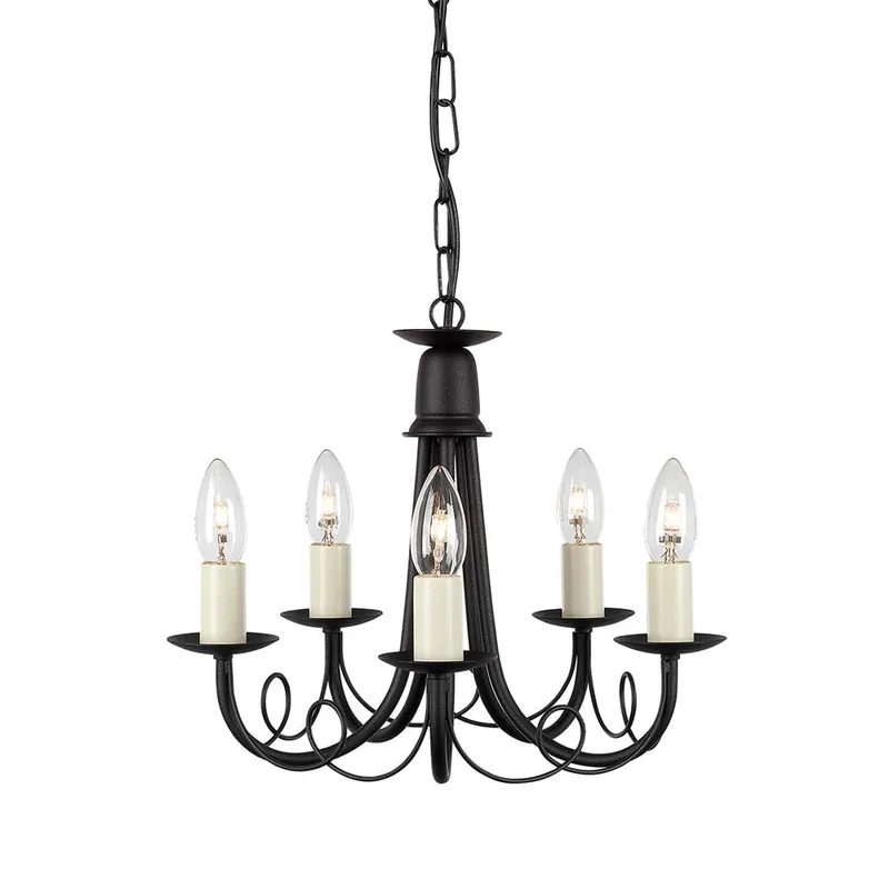 Korting Kroonluchter, hanglamp, staal, zwart, D 37 cm