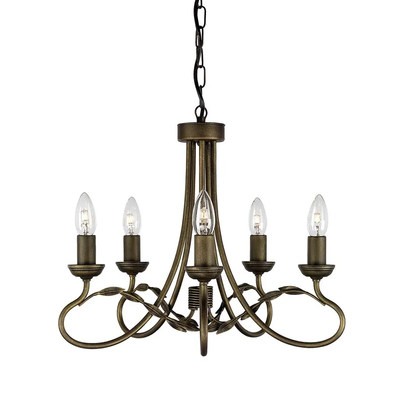 Kroonluchter, hanglamp, metaal, zwart goud, D 47 cm Hete Deal