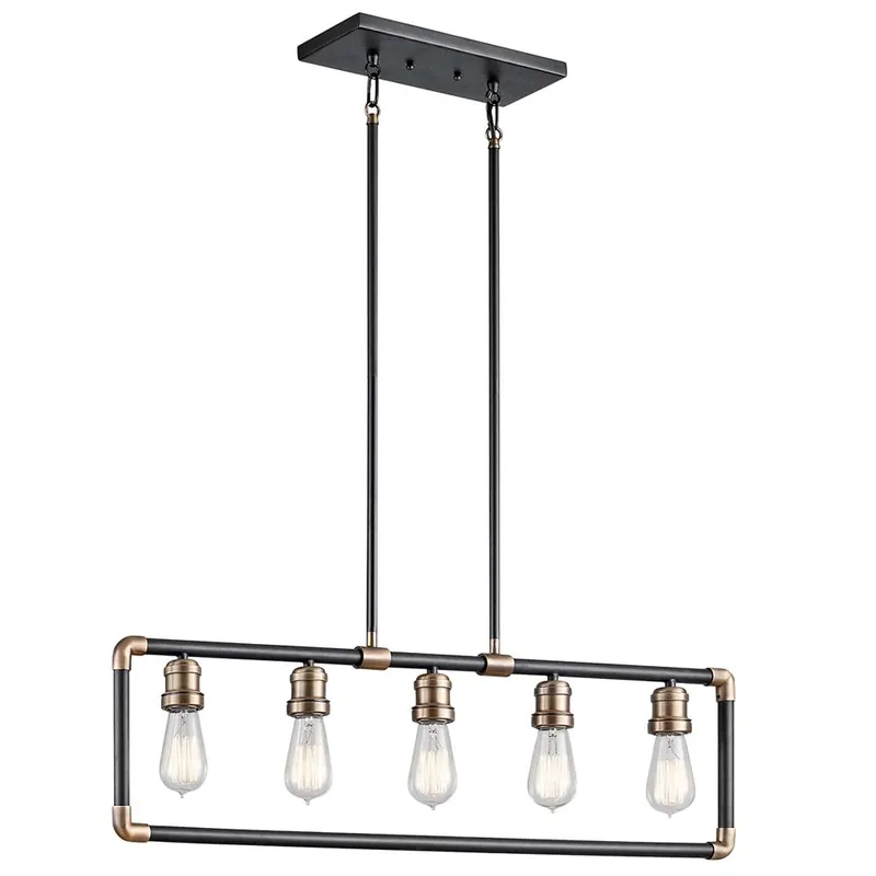 Hanglamp, plafondlamp, staal, zwart messing, B 90 cm Finale Uitverkoop