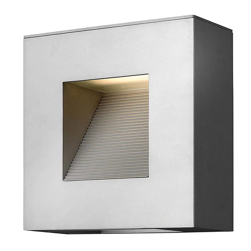 Betrouwbaar LED wandlamp, aluminium, geëtst glas, titanium, H 22,9 cm