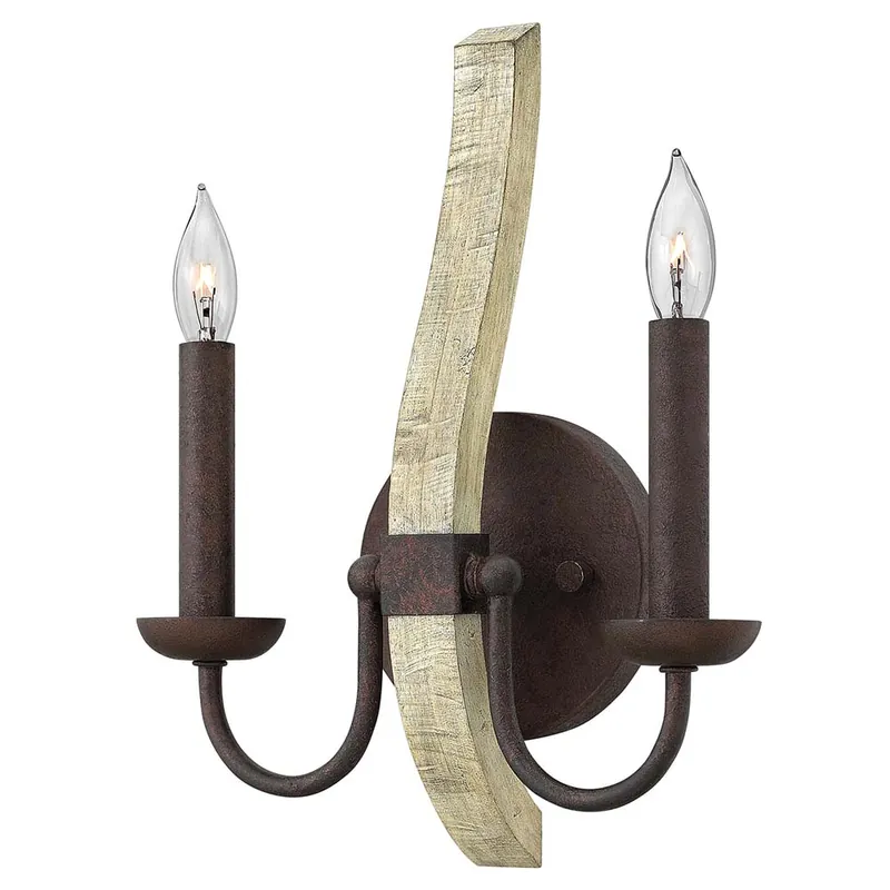 Wandlamp, massief hout staal, H 41,9 cm Actieprijs