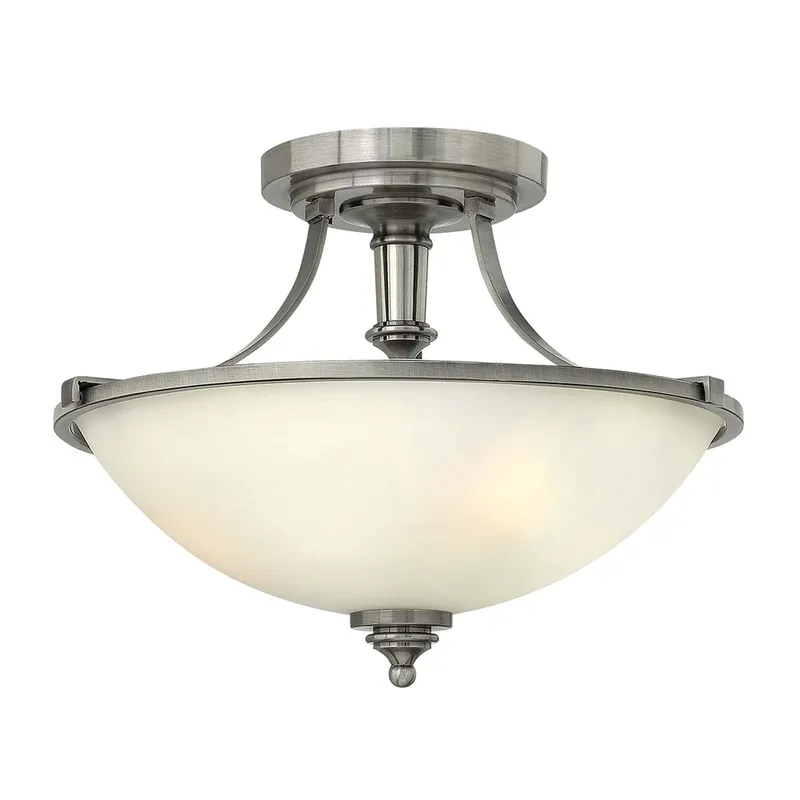 Plafondlamp, staal glas, nikkel, D 40,6 cm Express Levering