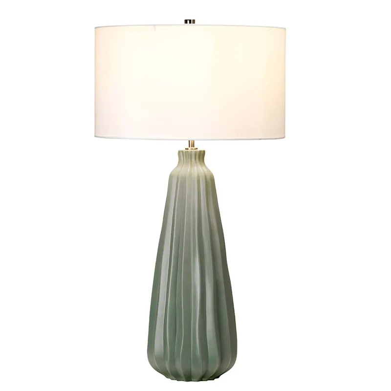 Tafellamp, keramiek, groen, wit, H 79,5 cm Flitsaanbieding