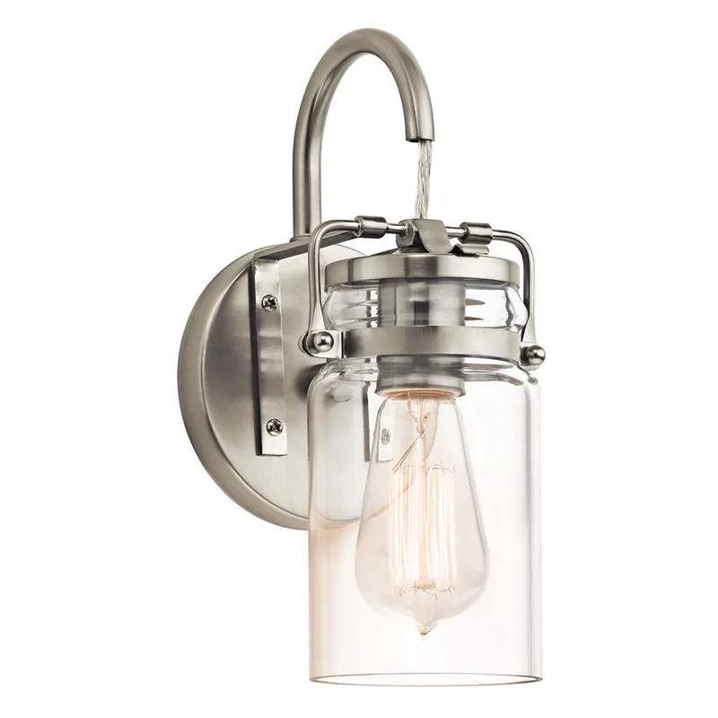 Wandlamp, staal glas nikkel, H 29,2 cm Rechtstreeks Van De Fabrikant