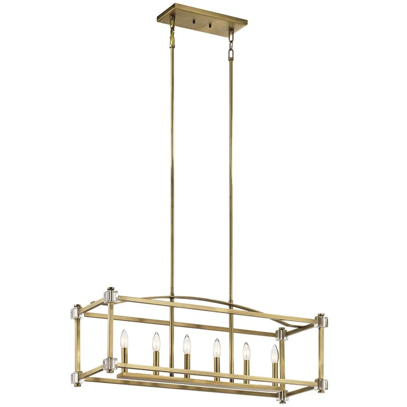 Hanglamp, plafondlamp, staal kristallen messing, B 91,4 cm Favoriet