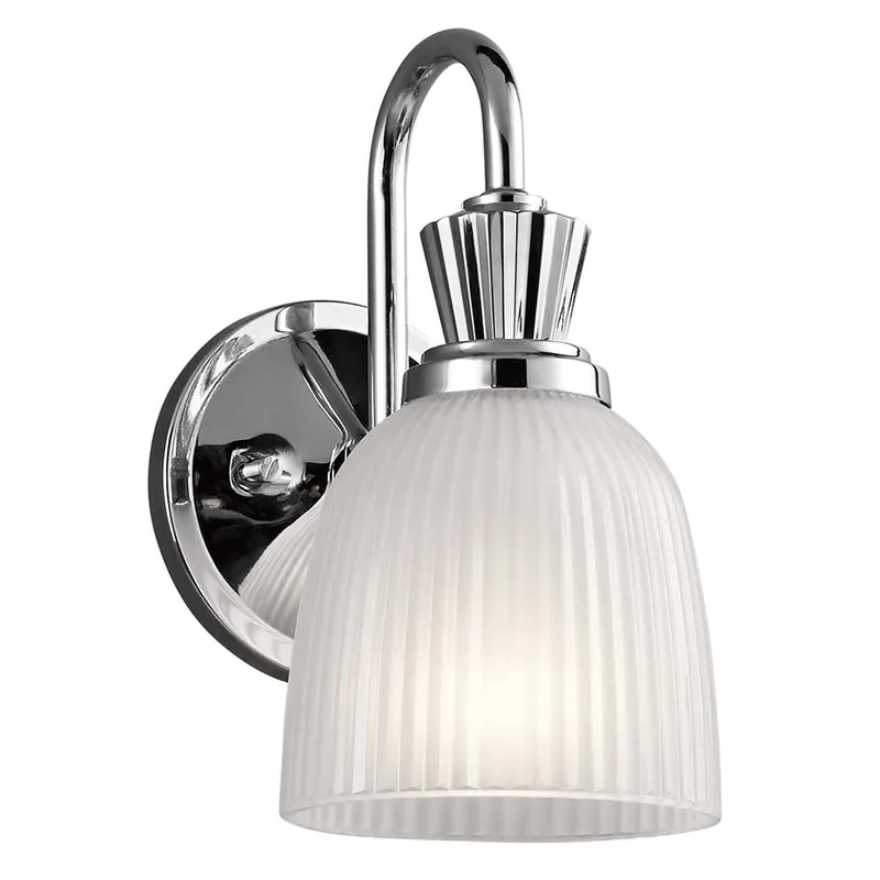 Beste Prijs LED wandlamp, gepolijst chroom, geribbeld glas, H 24,1 cm