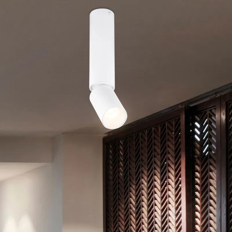LED plafondlamp, aluminium, wit, beweegbare spot, H 23 cm Speciale Aanbieding