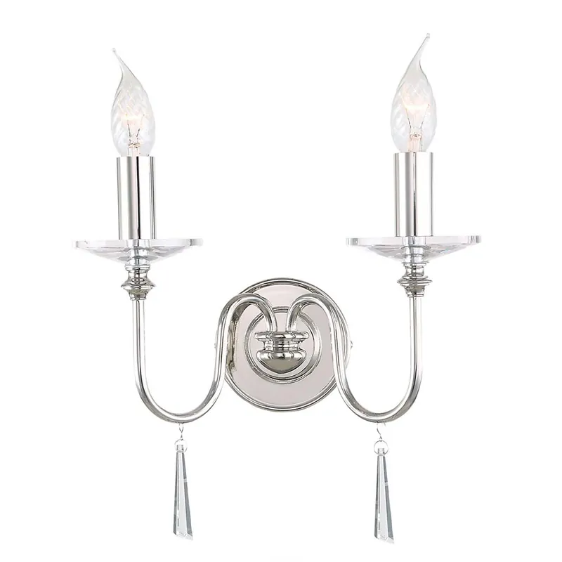 Express Levering Wandlamp, staal glas, nikkel, H 23 cm