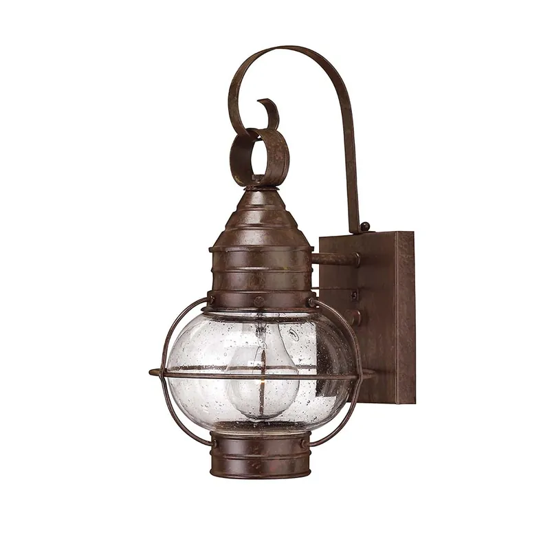 Buitenlamp, wandlamp, messing glas, brons, H 35,6 cm Tijdelijk Beschikbaar